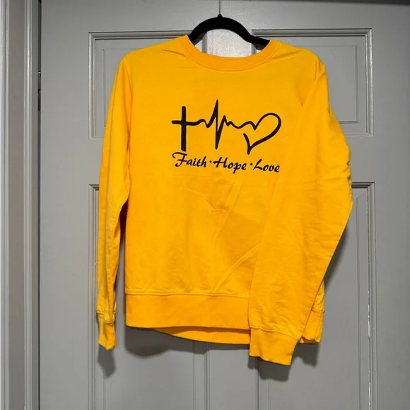 Yellow Faith Hope Love Sweatshirt - Picture 1 of 3